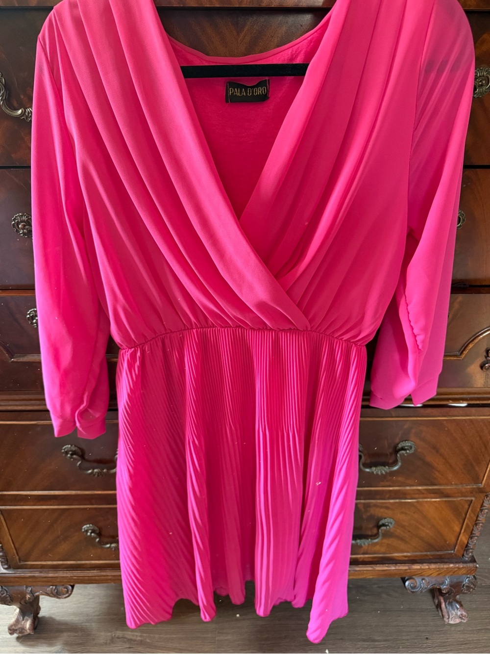 Women's Fuchsia Wrap Pleated Dress